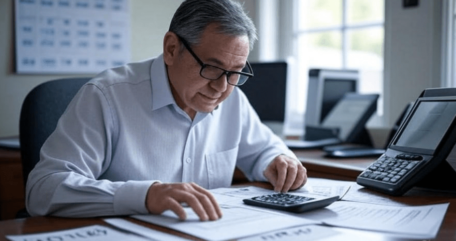 Person reviewing retirement papers.