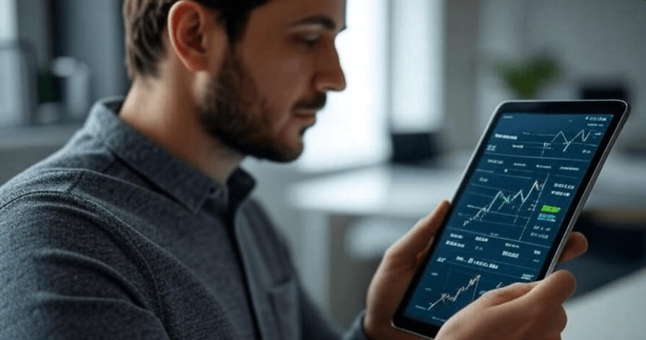 Person using finance app.