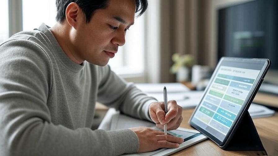 Person planning budget digitally.