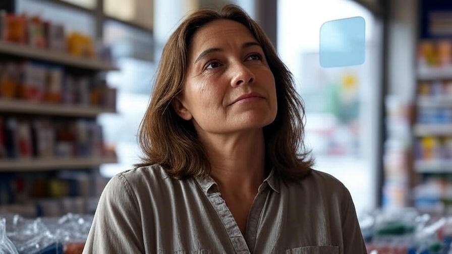 Person pausing before purchase.