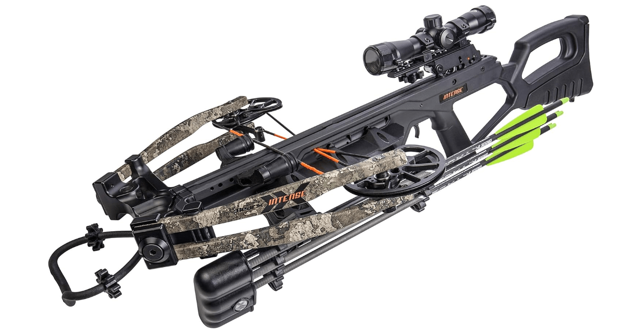  BearX Intense Ready to Shoot Crossbow Package with Scope, Quiver, Bolts, Cocking Rope, and Wax