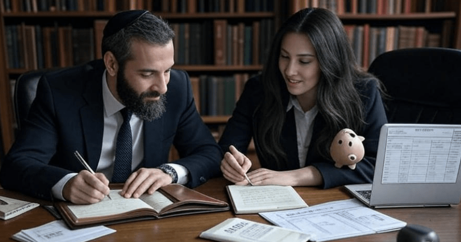 Kollel couple assessing income and expenses for budgeting