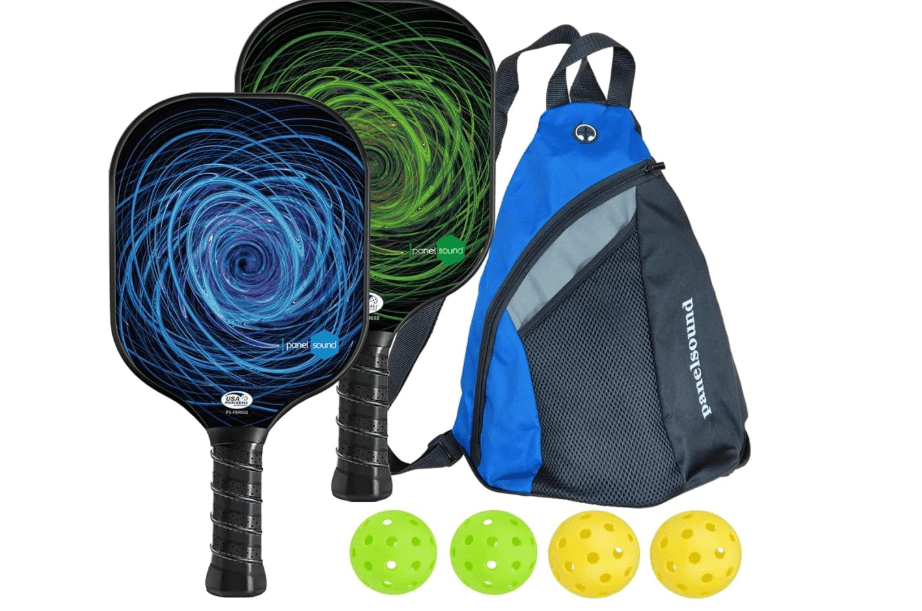 Pickleball Paddles Set of 2, Lightweight USAPA Approved Fiberglass Pickleball Set of 2 with Outdoor Pickleballs 