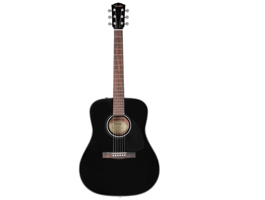  Fender Acoustic Guitar, with 2-Year Warranty, CD-60 Dreadnought V3 Classic Design with Rounded Walnut Fingerboard and Alloy Steel Strings, Glossed Black...