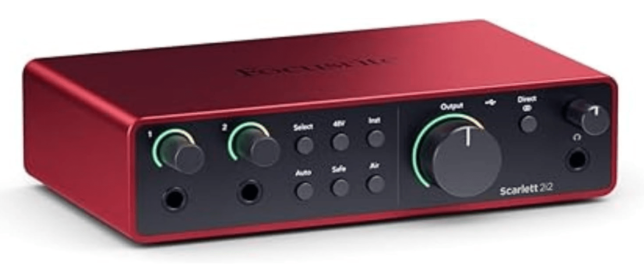 Focusrite Scarlett 2i2 4th Gen USB Audio Interface for Recording, Songwriting, Streaming and Podcasting — High-Fidelity, Studio Quality Recording, and All...
