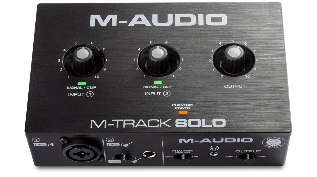  M-Audio M-Track Solo – USB Audio Interface for Recording, Streaming and Podcasting with XLR, Line and DI Inputs, Plus a Software Suite Included