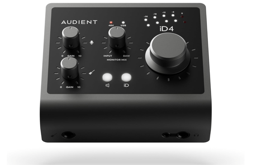  Audient Audio Interface iD4 MKII, Class A Console Microphone Preamp (High Speed USB-C, Monitor Mix and Monitor Panning Function, 2 Headphone Outputs,...