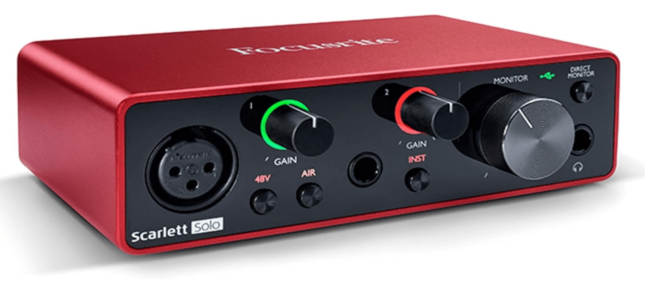  Focusrite Scarlett Solo 3rd Gen USB Audio Interface for Guitarists, Vocalists, Podcasters or Producers to record and playback studio quality sound