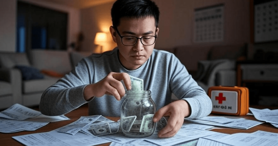 Person saving cash for emergencies, inspired by 2022 DuBois City PA budget planning.