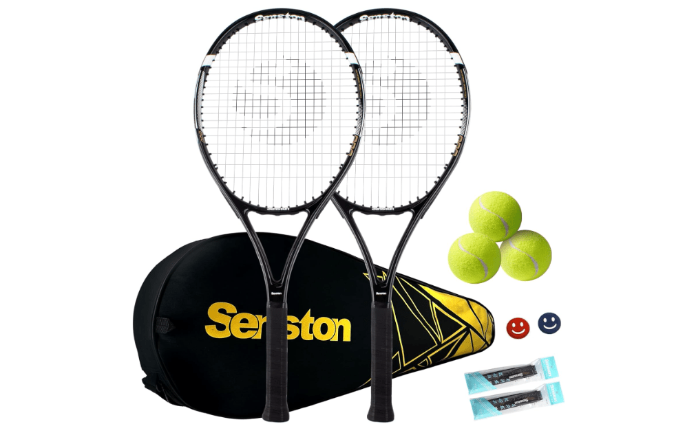 Senston Tennis Rackets for Adults 27 inch Tennis Racquets - 2 Player Tennis Racket Set with 3balls,2 Grips, 2 Vibration Dampers